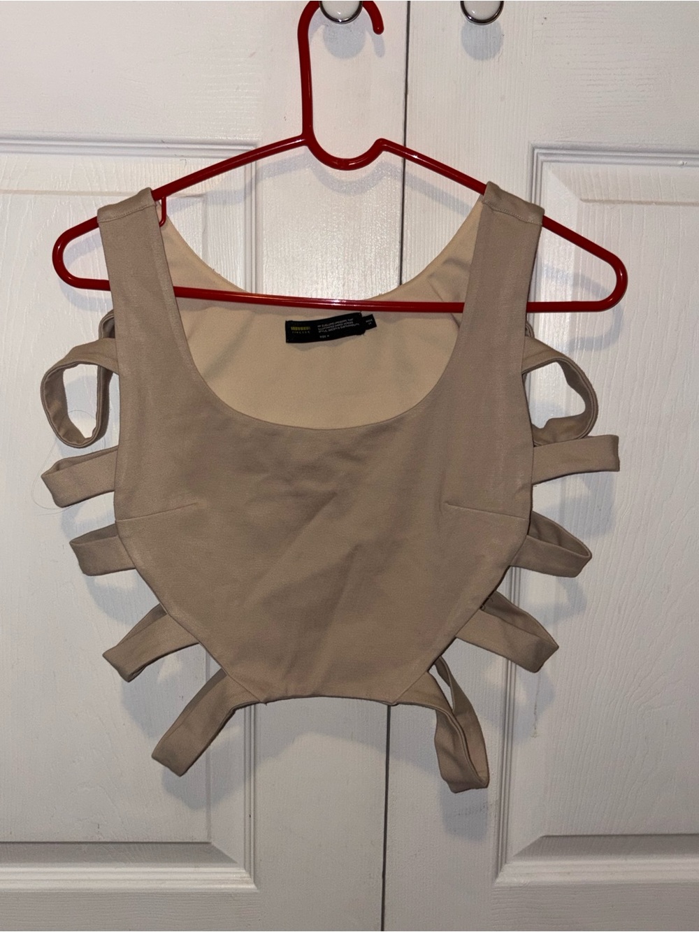 Finesse Beige Strappy Side Cutout Tank Top Size M